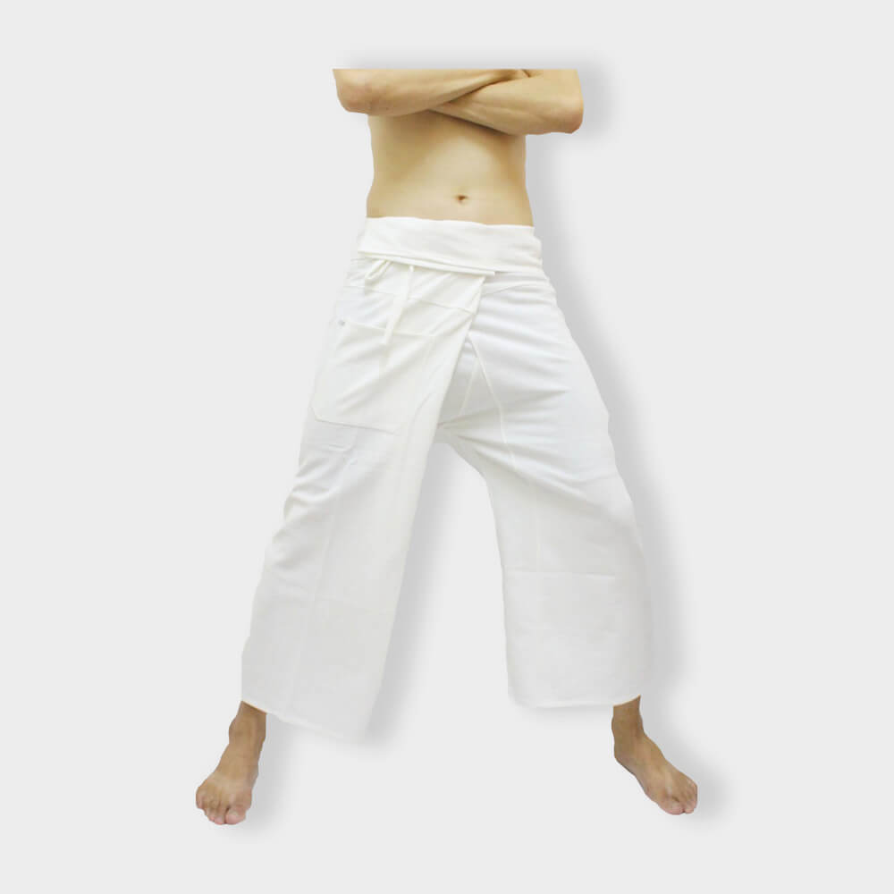 White Cotton Fisherman Pants