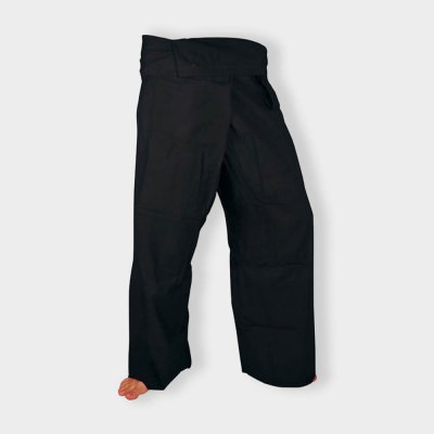 black cotton fisherman pants