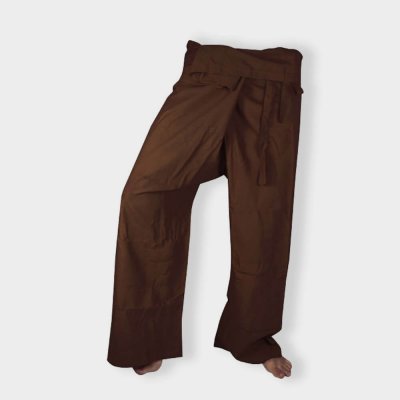 brown cotton fisherman pants