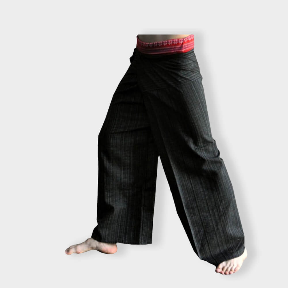 2 Tone Thai Fisherman Pants Pantalon de yoga Taille libre Coton Drill Striped 