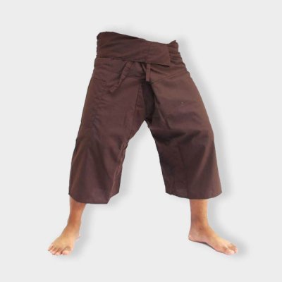 3-4 length fisherman pants brown cotton