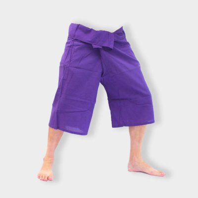 3/4 length fisherman pants purple cotton