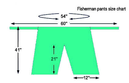 sizing chart guide for fisherman pants